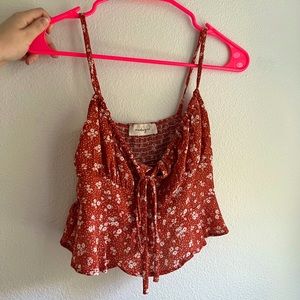FLATTERING RED AND CREAM DESIGN CROP TOP by audrey 3+1